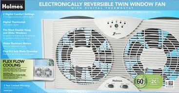 Holmes Dual Blade Twin Window fan with One Touch Thermostat