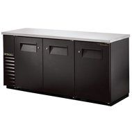 True TBB-24-72 Back Bar Cooler 73" 3 Section 3 Black Solid Doors