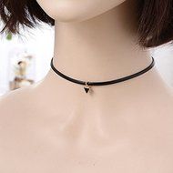 New Punk Gothic Black Leather Cord Choker Necklace Retro Charm Pendant Bib Chain N4