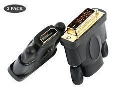 Benfei DVI-D DVI to HDMI Adapter, DVI to HDMI Bidirectional Male to Female Converter with Gold-Plated Cord 2 Pack N4