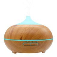 Essential Oil Diffuser, SCOPOW 300ml Wood Grain Cool Mist Aroma Diffuser with [ Timer, Auto Shut-off, 7 Colors...