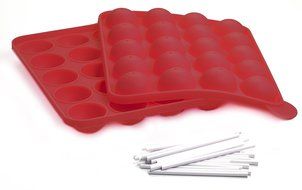 Norpro 3602 Silicone Cake Pop Pan with 20 Reusable Plastic Sticks, Red N4