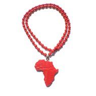 Africa PRIDE Hand made resin Red African Map style Pendant BEAD NECKLACE CHAIN N2