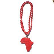 Africa PRIDE Hand made resin Red African Map style Pendant BEAD NECKLACE CHAIN N3
