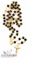 New High Quality St Benedict Gold Plated &amp; Black Crystals Rosary Miraculous Medal N3