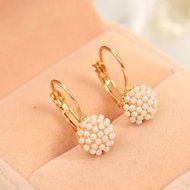 Fashion Women Lady Elegant Pearl Beads Ear Hoop Dangle Earrings Jewelry Gift N3