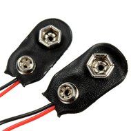 Hosyl I Type Faux Leather Shell 2 Wired 9V Battery Clip Connector 10 Pieces Pack N3
