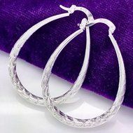 Hot Women's 925 Sterling Silver Fashion Twinkle Round Hoop Dangle Earrings