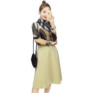 Spritech(TM) Spring Summer Women Girl Fashion Long Sleeve Dress Printing Flower OL Style Midi Skirt Suit With...