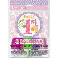 Pink Safari First Birthday Party Blowers, 8ct N19