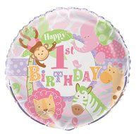 Pink Safari First Birthday Party Blowers, 8ct N22