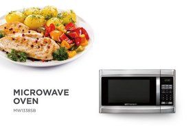 Emerson MW 1338SB, 1.3 CU. FT. 1000 Watt, Touch Control, Stainless Steel Front, Black Cabinent Microwave Oven N3