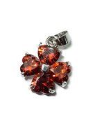 Silver Plated Jerusalem Cross Red Garnet Gem Pendant Holy Land 0.5"