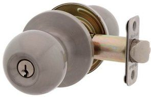 MaxGrade 300OXF15 Oxford Ball Style Keyed Entry Door Knob Lockset, Satin Nickel by Maxgrade