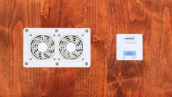 AV Cabinet/Desk Cooling fans with adjustable thermostat &amp; multispeed/white model N2