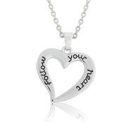 Fashion Mom Love Heart Footprint Crystal Chain Necklace Mother's Day Family Gift N3