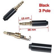 Black 3 Pole 3.5mm Male Repair headphone Jack Plug Metal Audio Soldering Cover