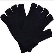 Black Warm Half Finger Knitted Stretch Elastic Men Fingerless Gloves for Winter