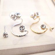 1pc Punk Fashion Ear Cuff Wrap Rhinestone Cartilage Clip On Earring Non Piercing (gold)