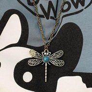Vintage Dragonfly Rhinestone Crystal Necklace Pendant Jewelry Women's Lady N2