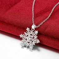 925 Sterling Silver Plated Crystal Rhinestone Flower Necklace &amp; Pendant Jewelry