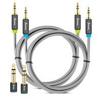 Aurum Cables Male to Male 3.5mm Universal 24K Gold Plated Auxiliary Audio Stereo Cable with 3 6.35mm Male to 3.5mm... N2