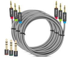 Aurum Cables Male to Male 3.5mm Universal 24K Gold Plated Auxiliary Audio Stereo Cable with 3 6.35mm Male to 3.5mm... N5