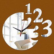 EverTrust(TM) new promotion home decor real diy mirrors acrylic wall clock quartz watch round digital modern design 3d N2