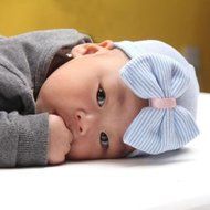 Newborn Baby Girls Toddler Stripe Hospital Cap Infant Comfy Bowknot Beanie Hat N10