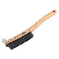 Forney 70511 Wire Scratch Brush, Carbon Steel with Curved Wood Handle and Metal Scraper, 13-11/16-Inch-by-.014...