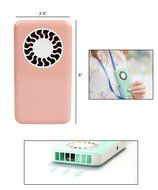 Pink Hand Held USB Charged Electric Fan With Neck Strap and Bonus Drawstring Storage Bag N2