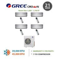 Gree MULTI36BCROWN402 - 36,000 BTU Multi21 Quad-Zone Wall Mounted Mini Split Air Conditioner with Heat Pump 220V...