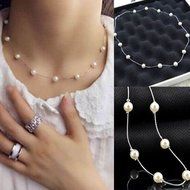 Charm Fashion Jewelry Pendant Chain Pearl Choker Chunky Statement Bib Necklace