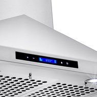 Golden Vantage 36" Island Mount LED Display Touch Control Stainless Steel Kitchen Cooking Fan Range Hood