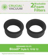 2 Bissell Style 9, 10, 12 Washable &amp; Reusable Replacement HEPA Filters with Foam Filter Set, Replaces Part # 32065...