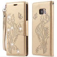 Samsung Galaxy S7 edge Butterfly Flower Wallet Case-Auroralove Pink 3D Beauty Handmade Bling PU Leather Luxury...