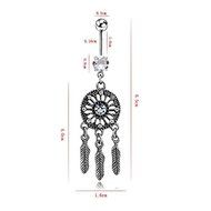 Women Crystal Rhinestone Dream Catcher Body Piercing Belly Button Navel Ring Bar N2