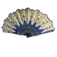 Froomer Hand Held Fan Folding Foldable Wave Edge Floral Fabric Cloth Glitter Pocket Fan N2