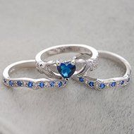 Fashion Women&#039;s Claddagh Ring Blue Sapphire 925 Silver Wedding Ring Jewelry New (7)