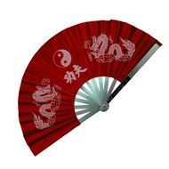 Tai Chi Red Metal Steel Kung Fu / Wushu Martial Arts Fighting Fan Dragon NEW