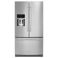 KitchenAid&reg; 26.8 cu. ft. 36-Inch Width Standard Depth French Door Refrigerator with Exterior Ice and Water Platinum...