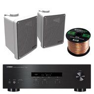 Yamaha R-S201BL 2-Channel 200-Watt Home Audio AM/FM Radio Stereo Receiver Amplifier Bundle Combo With 4x Kicker... N2