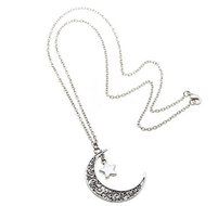 Pendant Moon Charm Necklace Choker Silver Star Chain Jewelry Plated Crescent