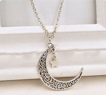 Pendant Moon Charm Necklace Choker Silver Star Chain Jewelry Plated Crescent N2