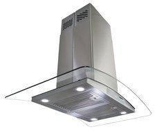 Golden Vantage Stainless Steel 36" Euro Style Ventless/Ductless Island Mount Remote Range Hood LED Screen GVAIS3... N4