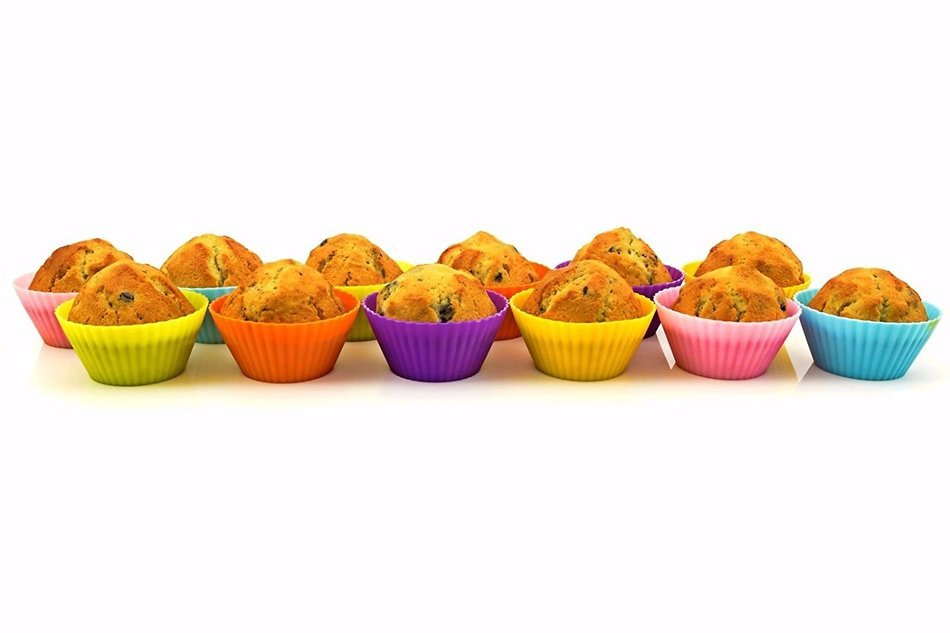 Camptag&trade; Reusable Silicone Baking Cups, Cupcake Liners, Muffin Molds, 24 pack, 6 Colors N2