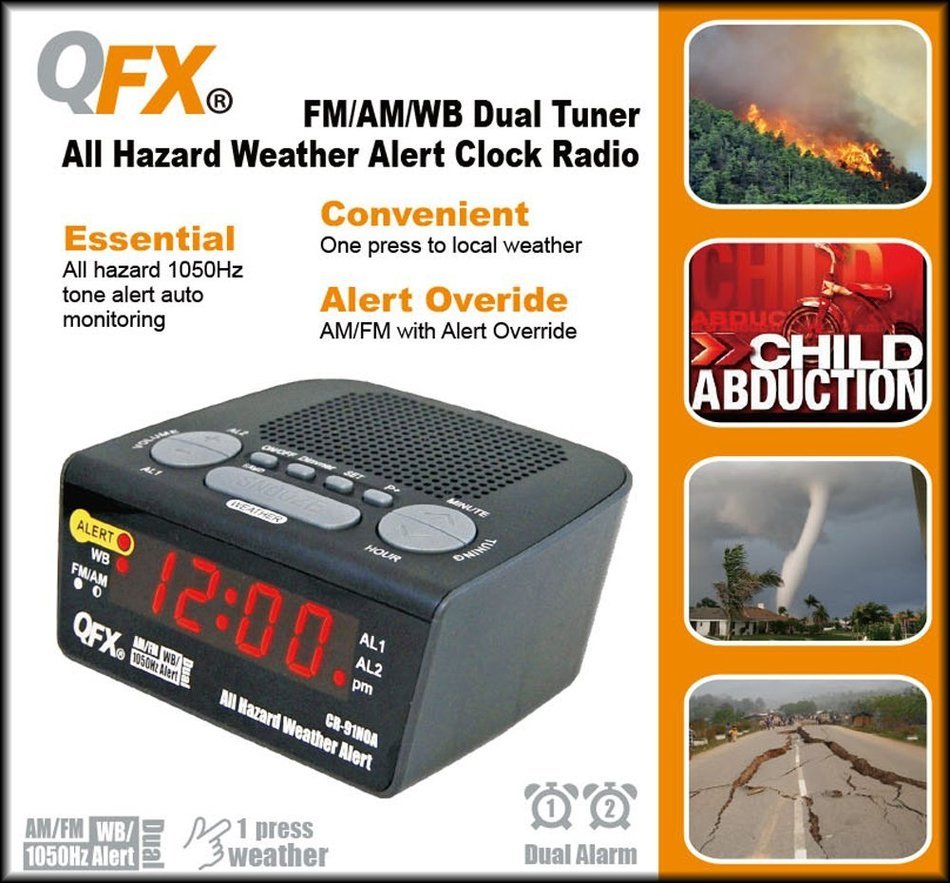 QFX CR-91NOA All Hazard Weather Alert Clock Radio AM/FM N2