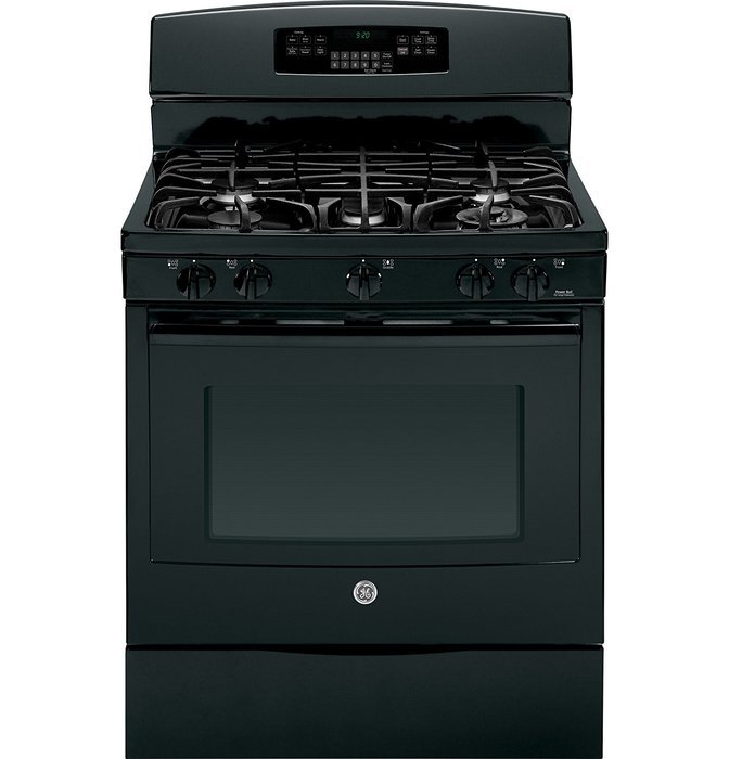 GE PGB920DEFBB Profile 30" Black Gas Sealed Burner Range - Convection