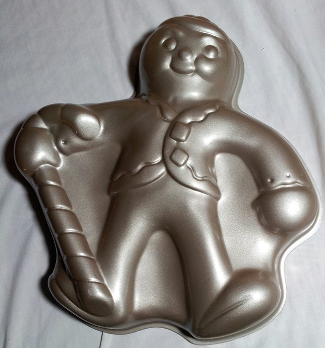 Metal Gingerbread Man Holiday Jell-O Mold/Cake Baking Pan N2