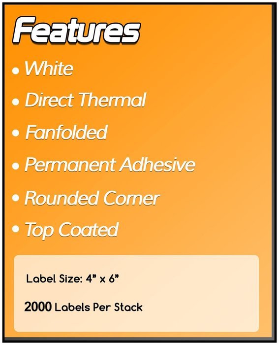 4 x 6 Fanfold Zebra Compatible Direct Thermal Labels (4 Cartons) for Zebra Printer GC420d GC420t GK420d GK420t... N2